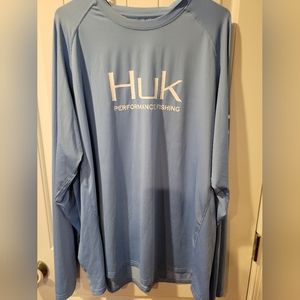 Huk Performance Fishing mens fishing shirt long sleeve Size XXL 2XL baby blue